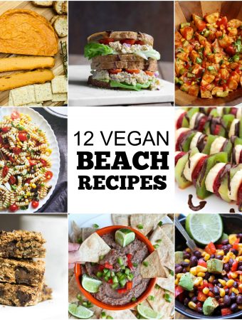 collage of different recipes to take to beach
