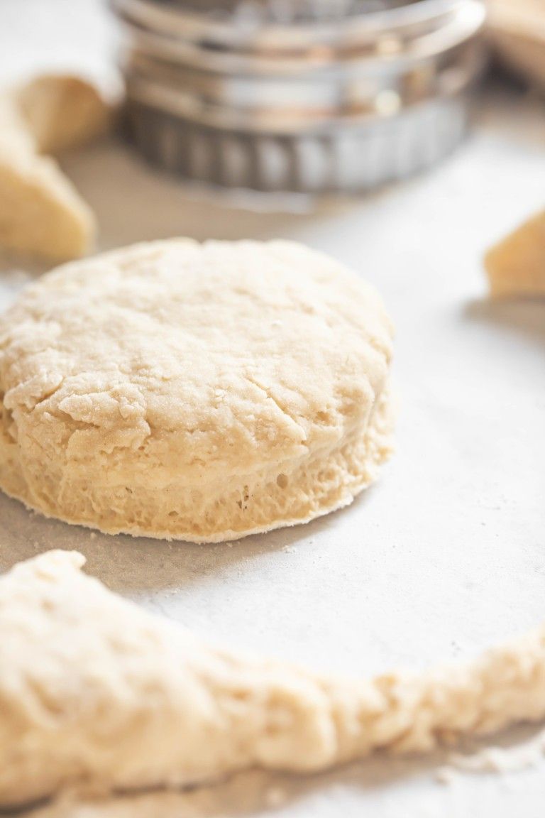 closeup of cut biscuit