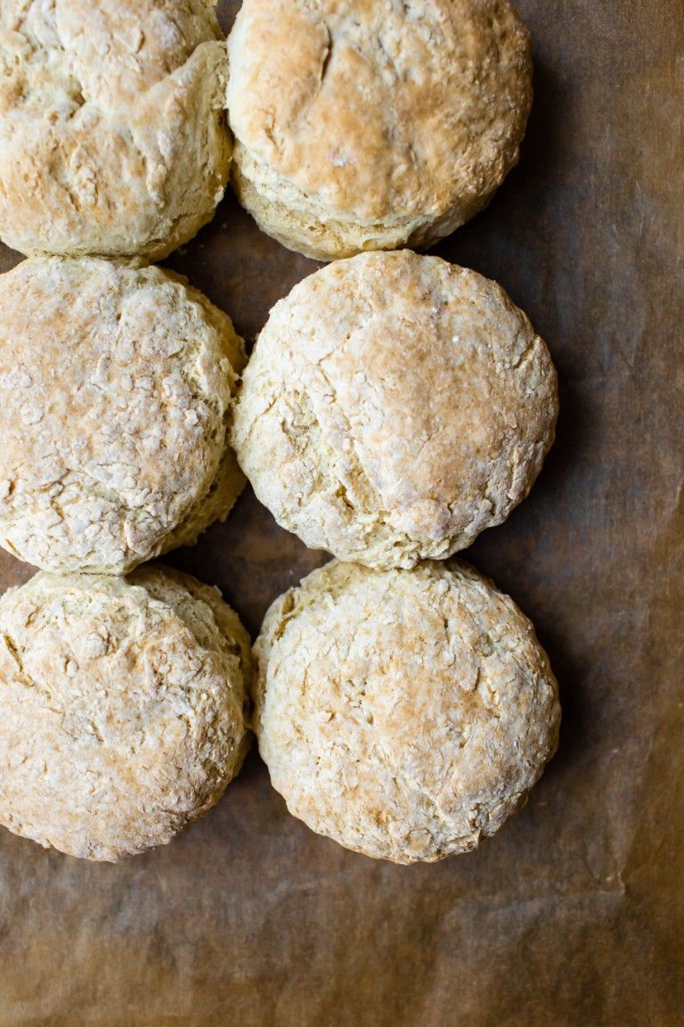 golden baked vegan shortcake biscuits on pan
